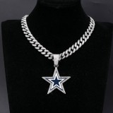 Hip hop trend diamond studded NFL football team Cuban chain sports necklace