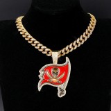 Hip hop trend diamond studded NFL football team Cuban chain sports necklace