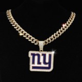 New York Giants NY Logo Football Team Necklace Cuban Chain Hip Hop Pendant
