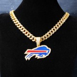 Hip hop trend diamond studded NFL football team Cuban chain sports necklace