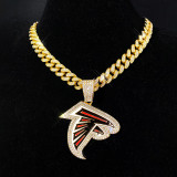 Hip hop trend diamond studded NFL football team Cuban chain sports necklace