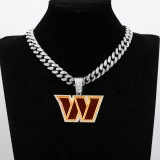 Hip hop trend diamond studded NFL football team Cuban chain sports necklace