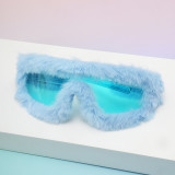Sunglasses furry personality winter fashion glasses cute fluffy pink blue sunglasses