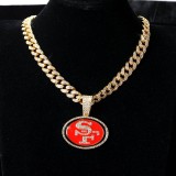 Hip hop trend diamond studded NFL football team Cuban chain sports necklace