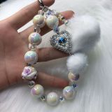 Rabbit Rabbit Hair Ball Mobile Phone Chain Green Love Handmade Beaded Bag Chain
