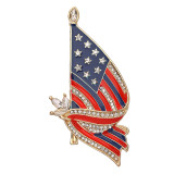 National flag pattern drip oil inlaid diamond brooch, women's five pointed star butterfly brooch Independence Day