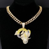 Hip hop trend diamond studded NFL football team Cuban chain sports necklace
