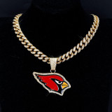 Hip hop trend diamond studded NFL football team Cuban chain sports necklace