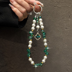 Lucky Green Diamond Explosion Flash Crossarm Mobile Phone Chain Crystal Hanging Chain Anti Drop Hand Hanging Ornament for Women