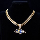 Hip hop trend diamond studded NFL football team Cuban chain sports necklace
