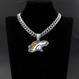 Hip hop trend diamond studded NFL football team Cuban chain sports necklace