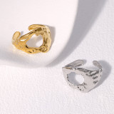 Stainless steel ring adjustable asymmetric French gold-plated ring for women without fading