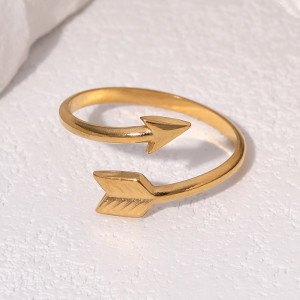 Stainless steel arrow opening ring women's 18k gold light luxury titanium steel jewelry