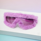 Sunglasses furry personality winter fashion glasses cute fluffy pink blue sunglasses