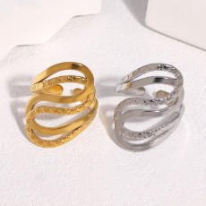 Irregular geometric line texture titanium steel ring gold-plated non fading stainless steel ring