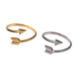Stainless steel arrow opening ring women's 18k gold light luxury titanium steel jewelry
