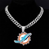 Hip hop trend diamond studded NFL football team Cuban chain sports necklace