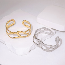 Titanium steel 18k gold non fading bracelet, stainless steel open bracelet