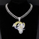 Hip hop trend diamond studded NFL football team Cuban chain sports necklace