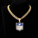 Hip hop trend diamond studded NFL football team Cuban chain sports necklace