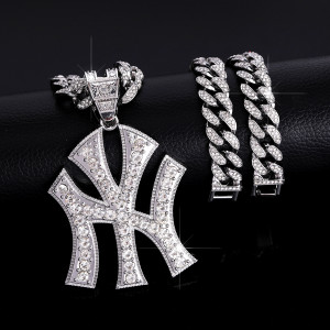 Full Diamond MLB New York Yankees Baseball Team Hip Hop Cuban Chain