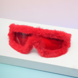 Sunglasses furry personality winter fashion glasses cute fluffy pink blue sunglasses