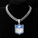 Hip hop trend diamond studded NFL football team Cuban chain sports necklace