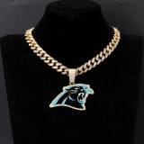 Hip hop trend diamond studded NFL football team Cuban chain sports necklace