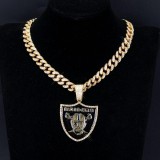 Hip hop trend diamond studded NFL football team Cuban chain sports necklace