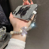 Diamond studded bow, mobile phone lanyard, chain, keychain, luggage accessories, phone case lanyard