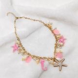 Beach Chain Conch Sea Star Shell Necklace Sweater Chain Lock Bone Chain