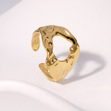 Stainless steel ring adjustable asymmetric French gold-plated ring for women without fading