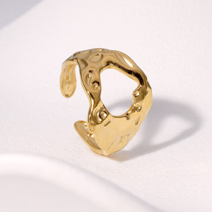 Stainless steel ring adjustable asymmetric French gold-plated ring for women without fading