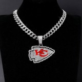 Hip hop trend diamond studded NFL football team Cuban chain sports necklace