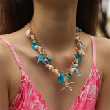 Beach Chain Conch Sea Star Shell Necklace Sweater Chain Lock Bone Chain