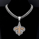 Hip hop trend diamond studded NFL football team Cuban chain sports necklace