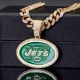 Hip hop trend diamond studded NFL football team Cuban chain sports necklace
