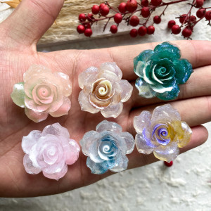 Sparkling Pink Rose Blossoms Resin 20mm snap button  DIY