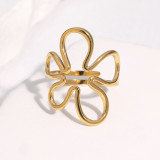 Titanium steel hollow flower ring, sweet and colorfast stainless steel ring for women