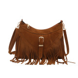 Women's bag, large capacity tassel shoulder bag, retro tote bag, 20mm snap button bags