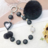 Rabbit Rabbit Hair Ball Mobile Phone Chain Green Love Handmade Beaded Bag Chain