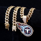 Hip hop trend diamond studded NFL football team Cuban chain sports necklace