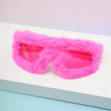 Sunglasses furry personality winter fashion glasses cute fluffy pink blue sunglasses