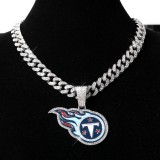 Hip hop trend diamond studded NFL football team Cuban chain sports necklace