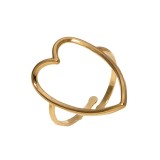 Stainless steel heart ring with adjustable opening for women, titanium steel ring that does not fade