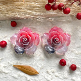 Sparkling Pink Rose Blossoms Resin 20mm snap button  DIY