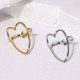 Stainless steel heart ring with adjustable opening for women, titanium steel ring that does not fade