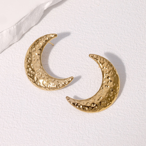 Moon earrings ins niche high-end French style non fading stainless steel earrings