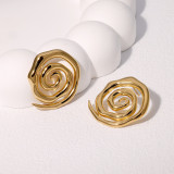 Gold plated earrings with spiral style, cool and non fading stainless steel earrings