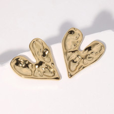 Love shaped stainless steel earrings, personalized irregular titanium steel earrings